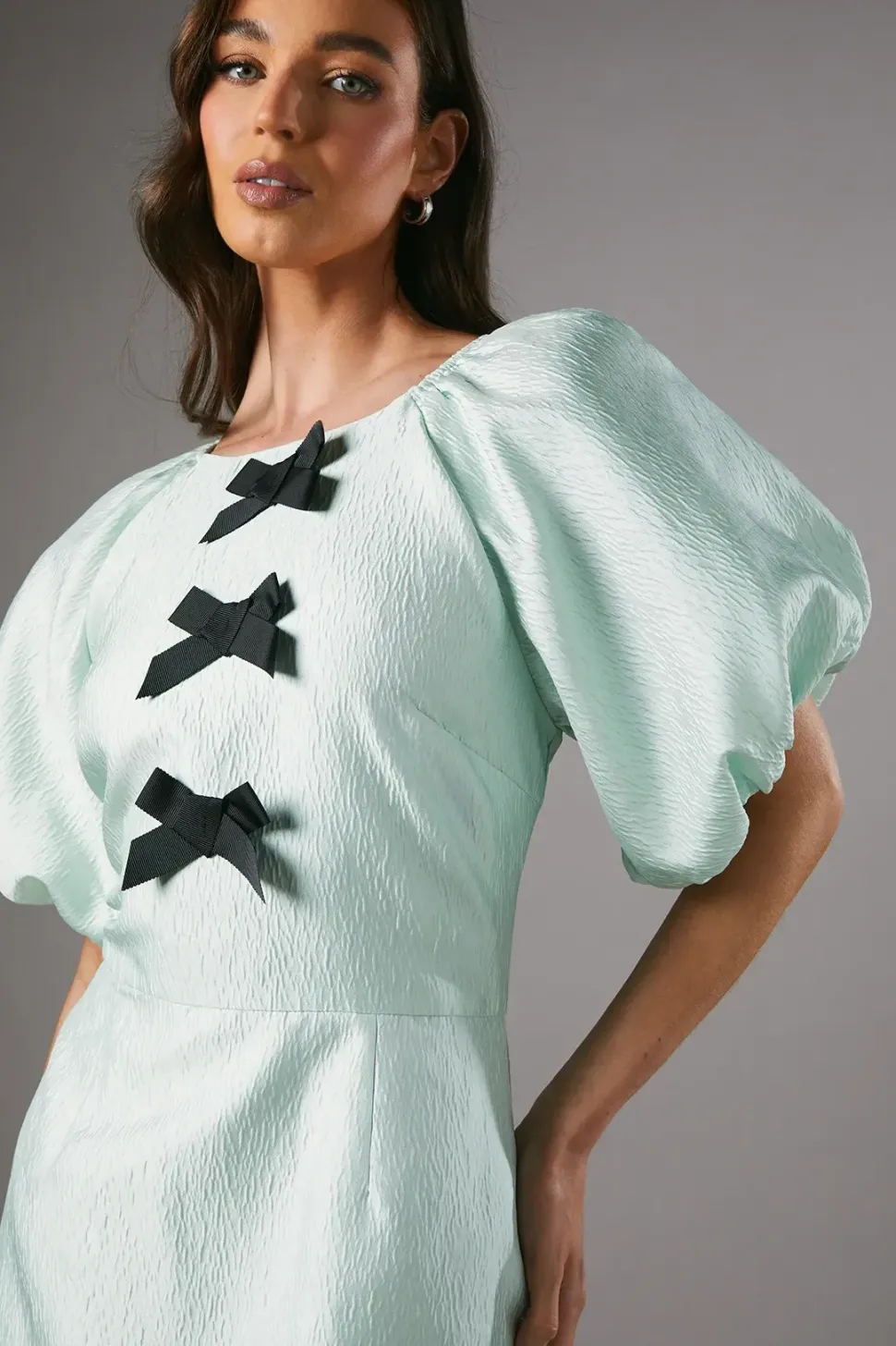 Bow Jacquard Mini Dress