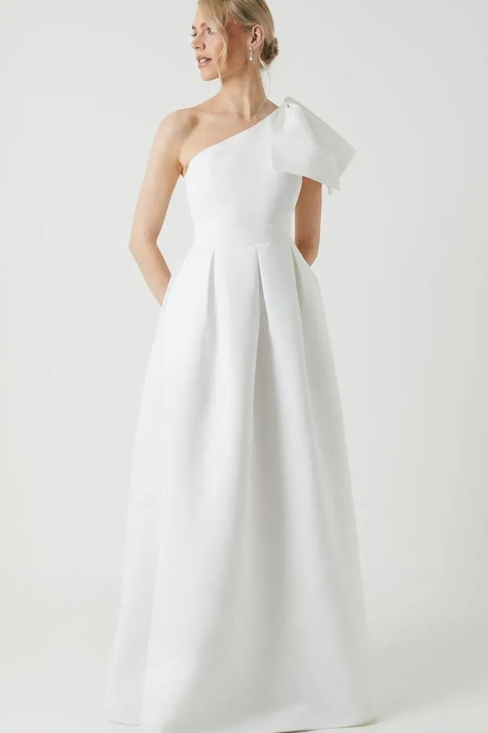 Bow One Shoulder Full Skirted Wedding Dress
