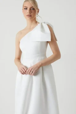 Bow One Shoulder Full Skirted Wedding Dress