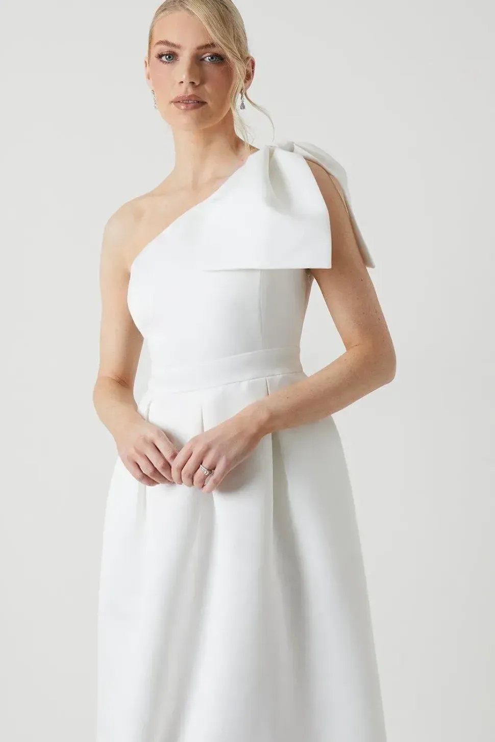Bow One Shoulder Full Skirted Wedding Dress