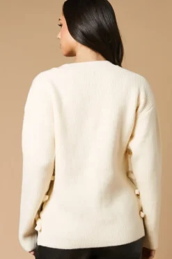 Bow Side V Neck Jumper