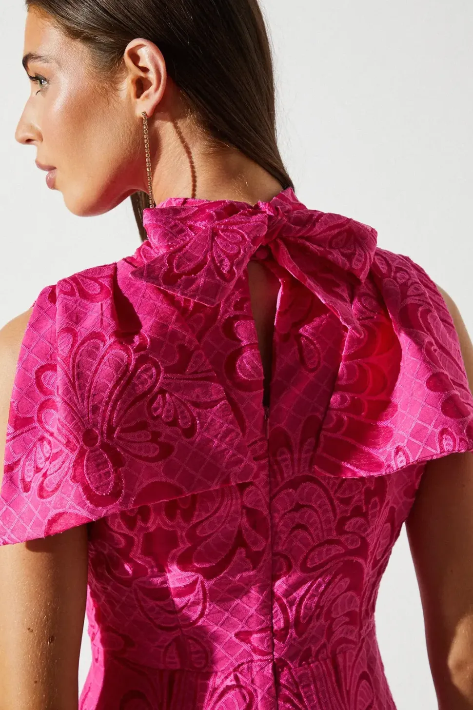 Bow Sleeve Jacquard Dress