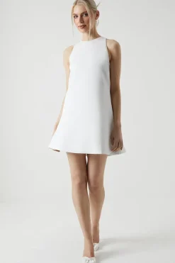 Bow Structured Satin Bridal Mini Dress