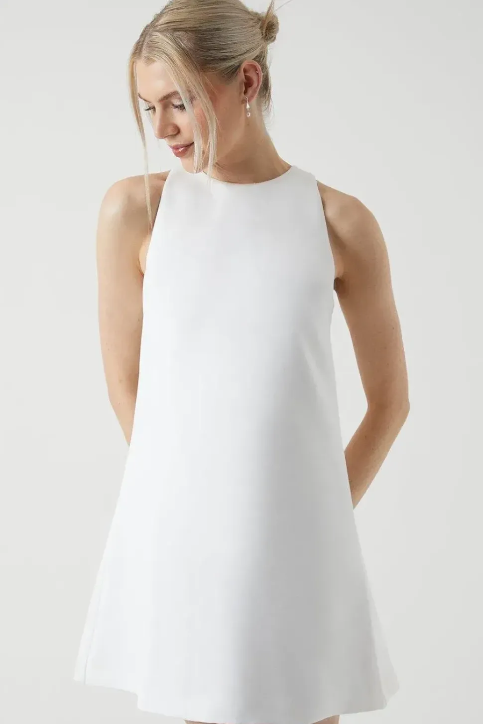 Bow Structured Satin Bridal Mini Dress