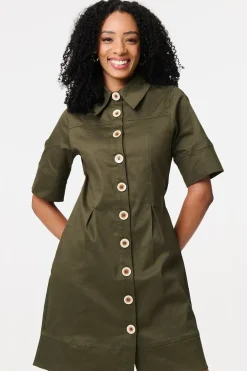 Boxy Button Down Shirt Mini Dress