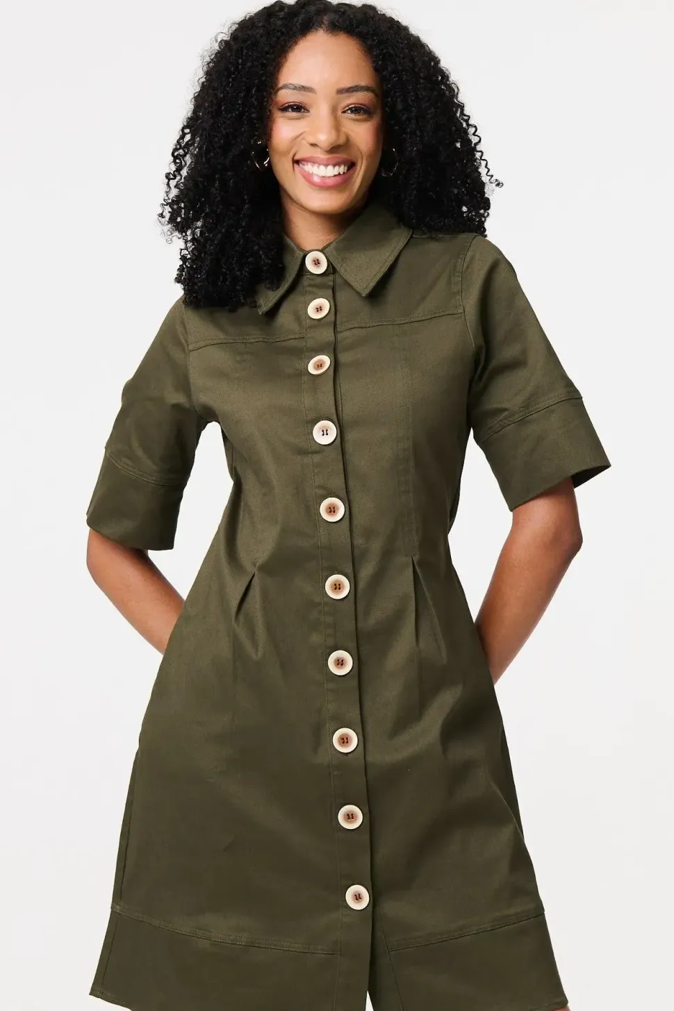 Boxy Button Down Shirt Mini Dress
