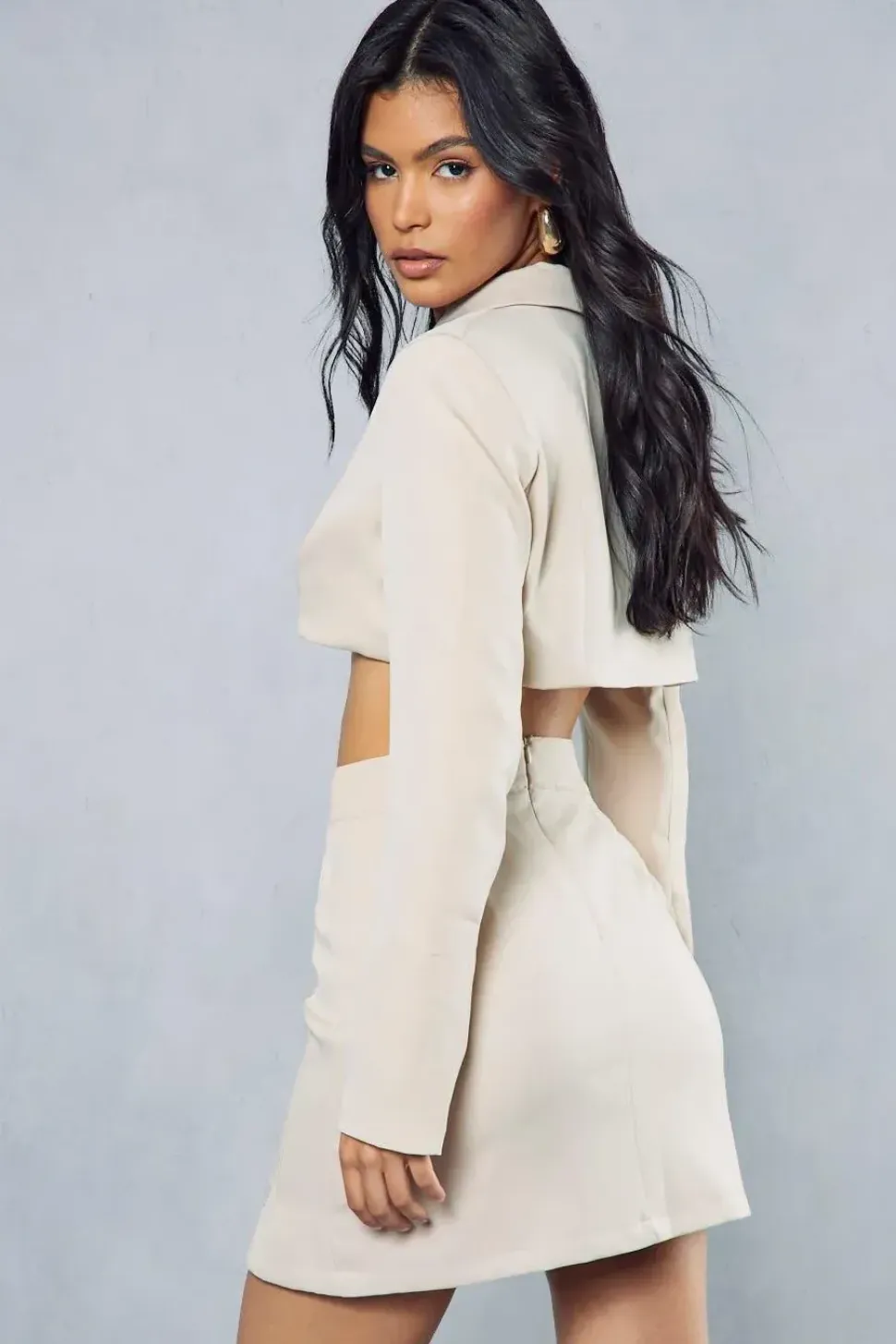 Boxy Cropped Fold Over Blazer