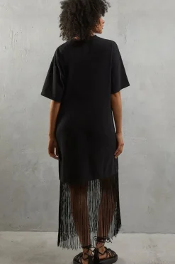 Boxy Fringe Hem T-shirt Dress