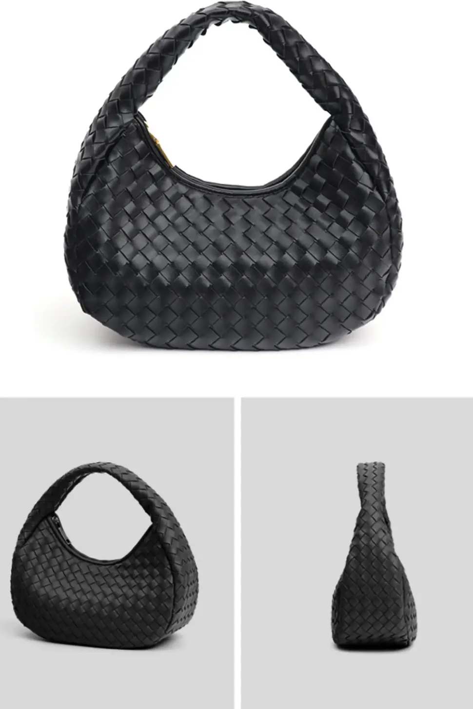 Braided Shoulder Bag In Black