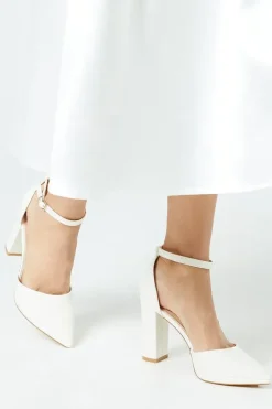 Bridal Sadie Platform Pointed High Block Heel Court Shoes