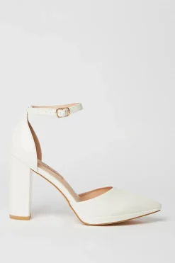 Bridal Sadie Platform Pointed High Block Heel Court Shoes