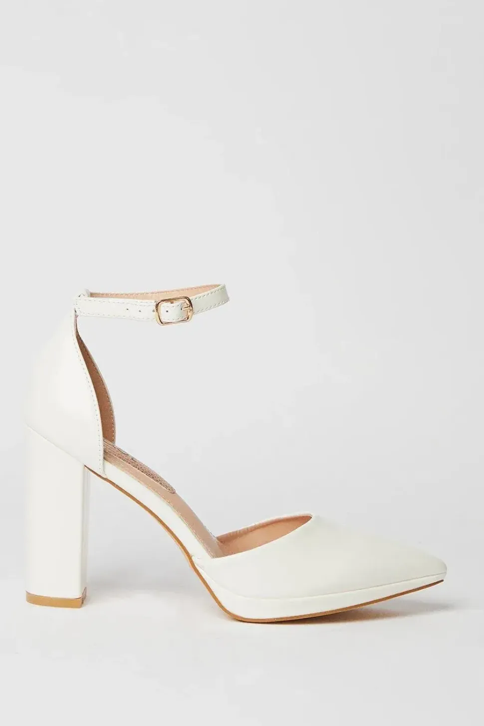 Bridal Sadie Platform Pointed High Block Heel Court Shoes