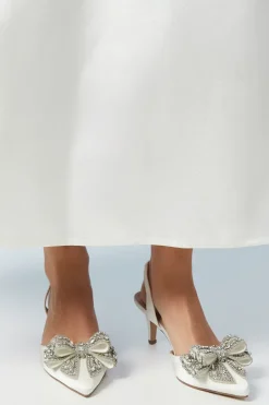 Bridal Sylvie Jewelled Bow Satin Slingback Court Shoes