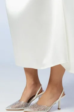Bridal Tilly Diamante And Pearl Sling Back Pointed Court Shoes