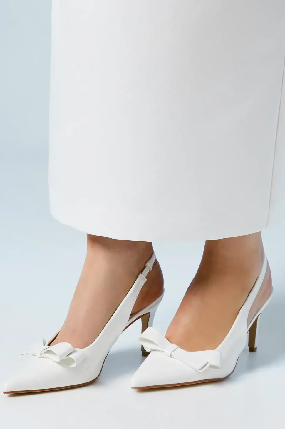 Bridal Virginia Patent Bow Detail High Heel Stiletto Slingback Court Shoes