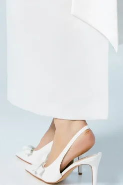 Bridal Virginia Patent Bow Detail High Heel Stiletto Slingback Court Shoes