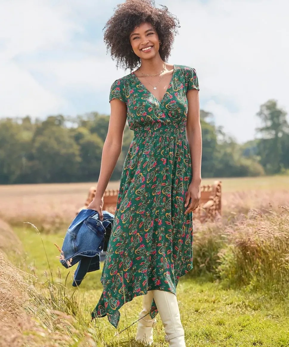 Bright Paisley V-Neck Dress