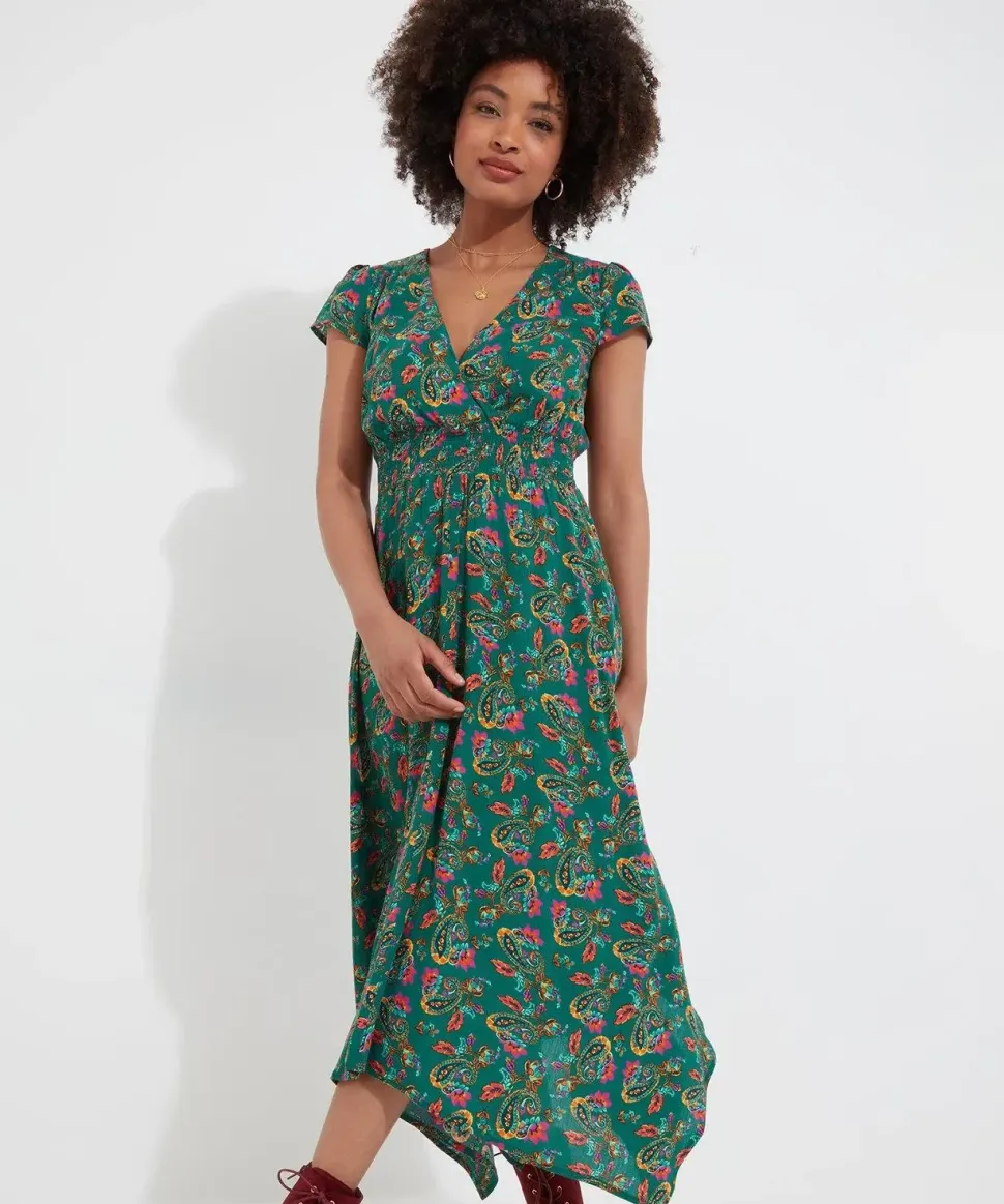 Bright Paisley V-Neck Dress
