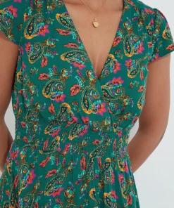 Bright Paisley V-Neck Dress