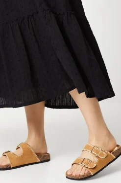 Britt Embroidered Double Buckle Strap Footbed Sandals
