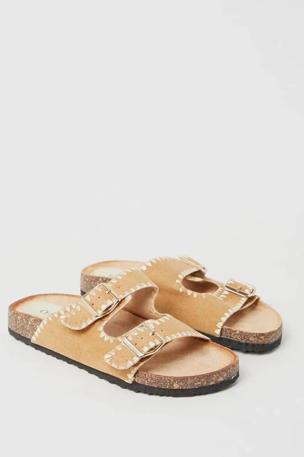Britt Embroidered Double Buckle Strap Footbed Sandals