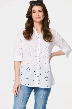 Broderie Anglaise 3/4 Sleeve Shirt