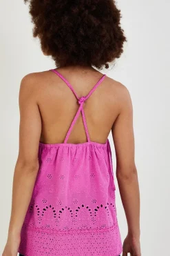 Broderie Detail Cami Top in Sustainable Cotton