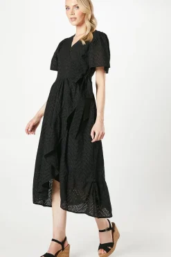 Broderie Frill Wrap Dress