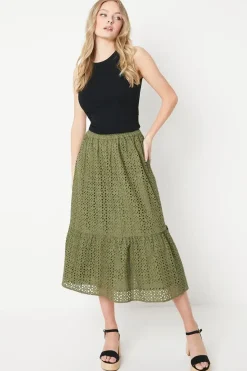 Broderie Midi Skirt