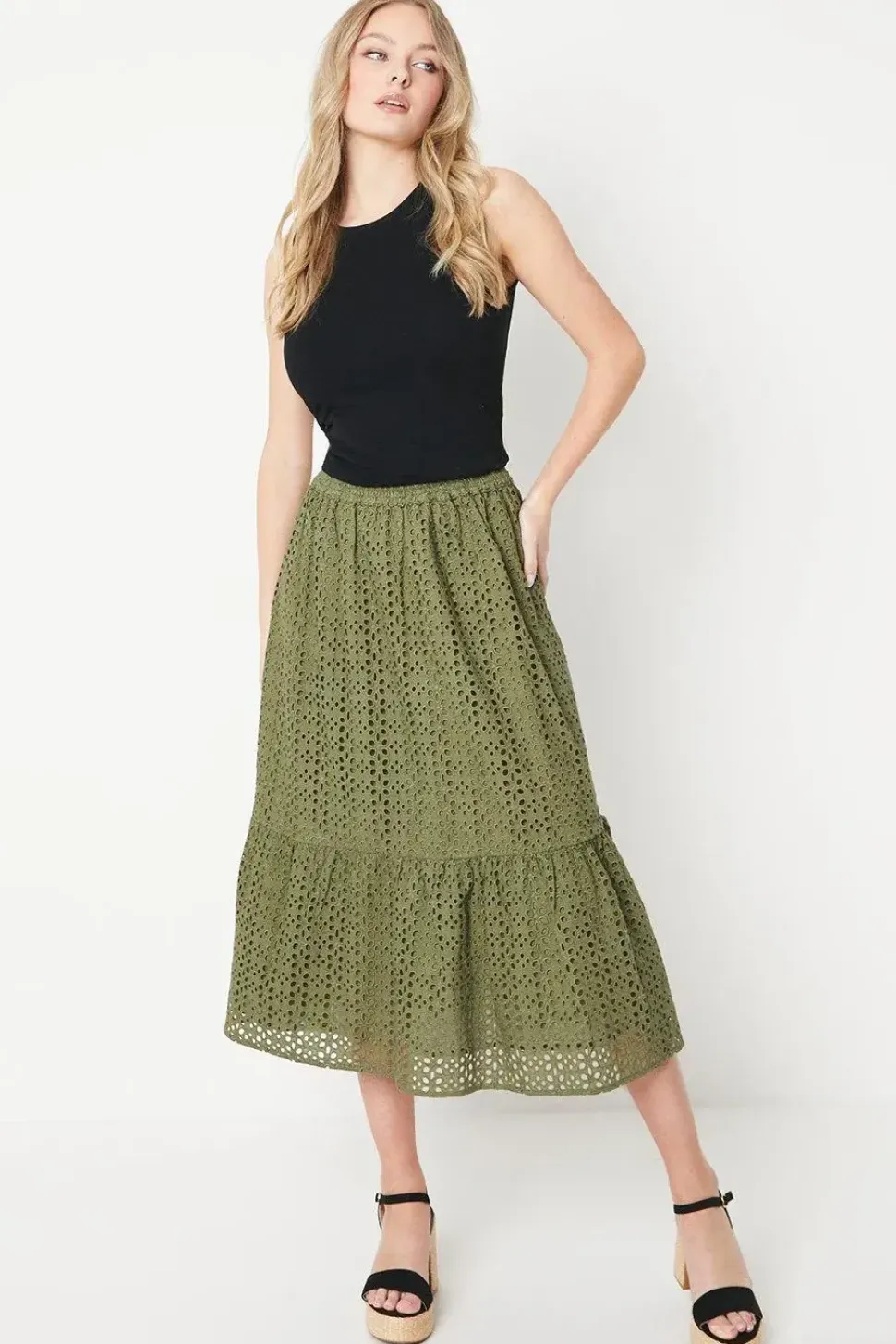 Broderie Midi Skirt