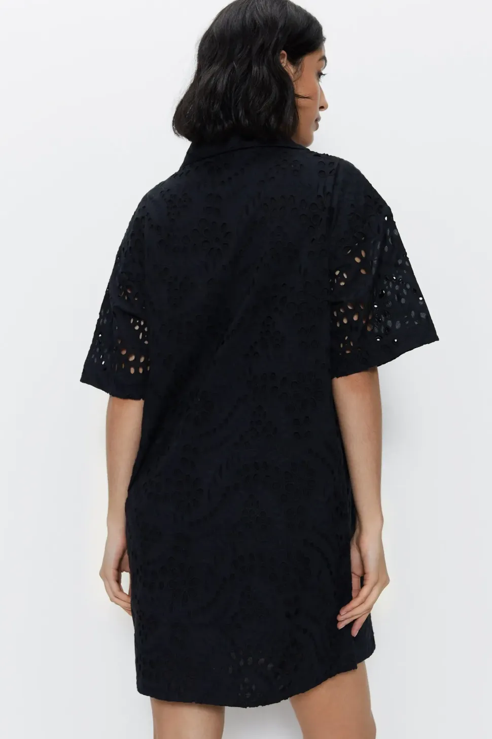 Broderie Mini Shirt Dress