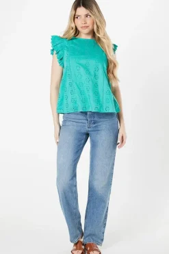 Broderie Ruffle Sleeve Top