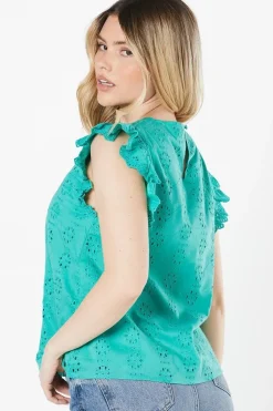 Broderie Ruffle Sleeve Top