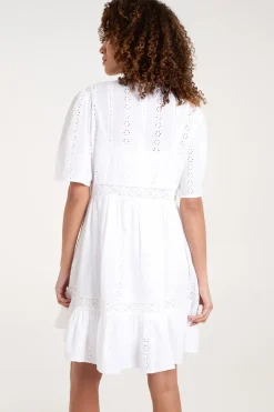 Broderie Tiered Mini Dress