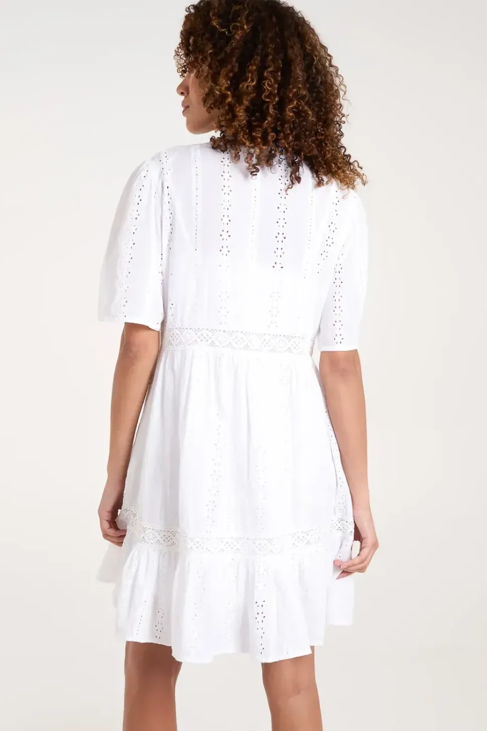 Broderie Tiered Mini Dress