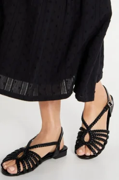 Bronte Plaited Slingback Peeptoe Flat Sandals