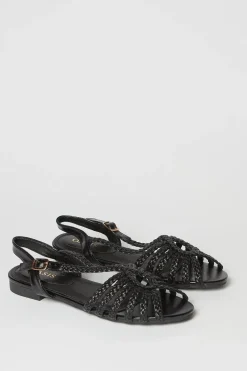 Bronte Plaited Slingback Peeptoe Flat Sandals