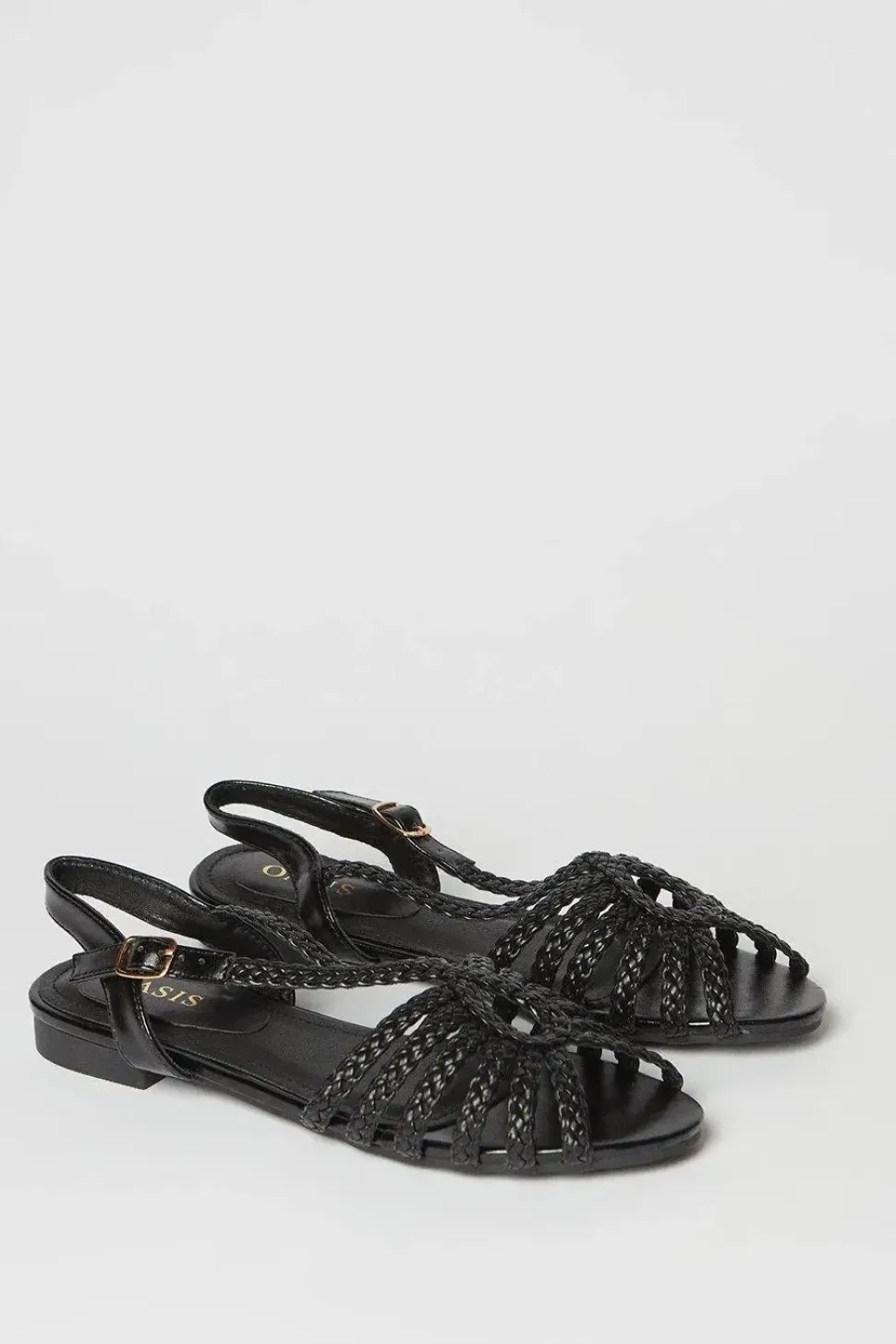 Bronte Plaited Slingback Peeptoe Flat Sandals