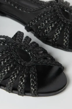 Bronte Plaited Slingback Peeptoe Flat Sandals