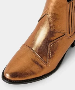 Bronze Metallic Western Ankle Boots