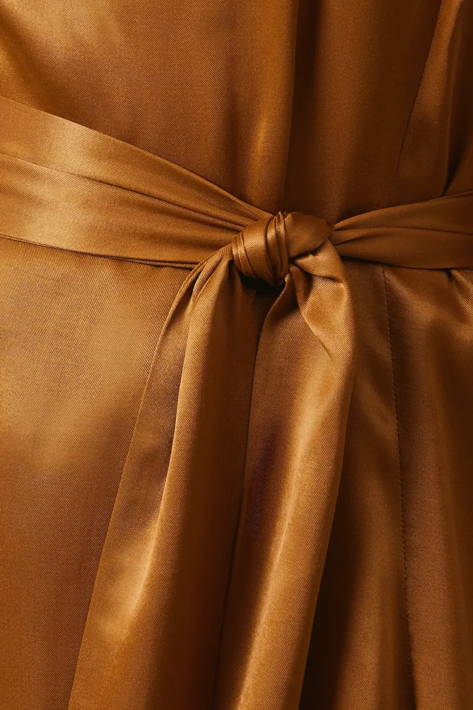 Brown Bias Cut Satin Midi Dress