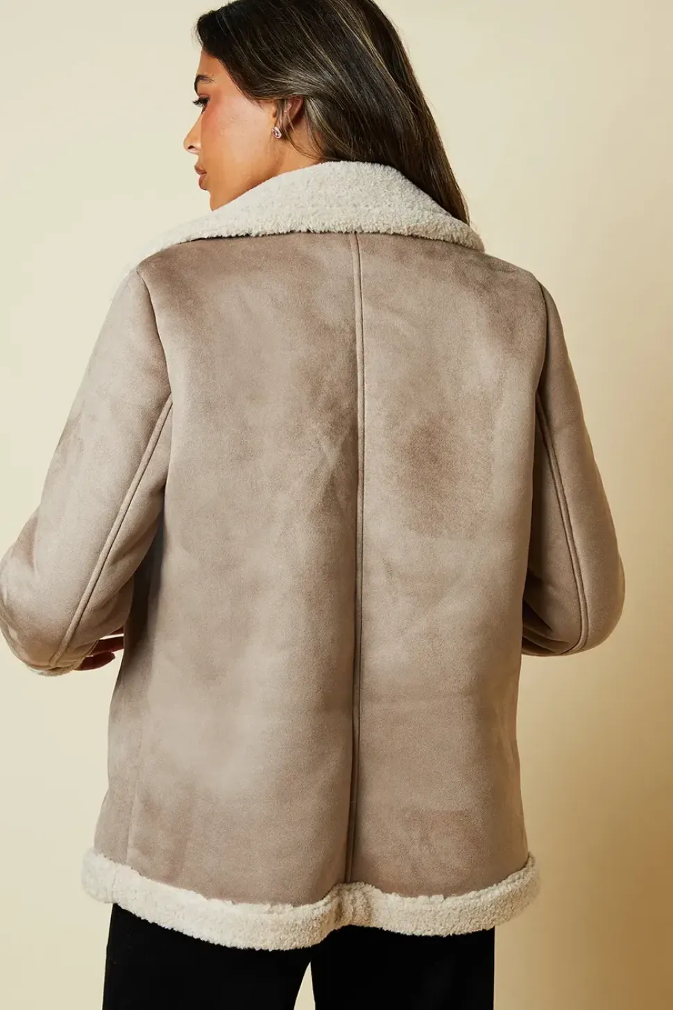 Brown Borg Trim Aviator Jacket