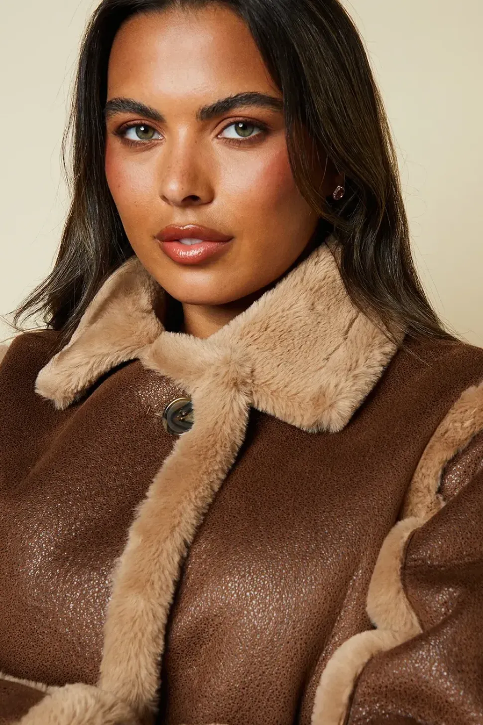 Brown Suede Cropped Aviator Jacket