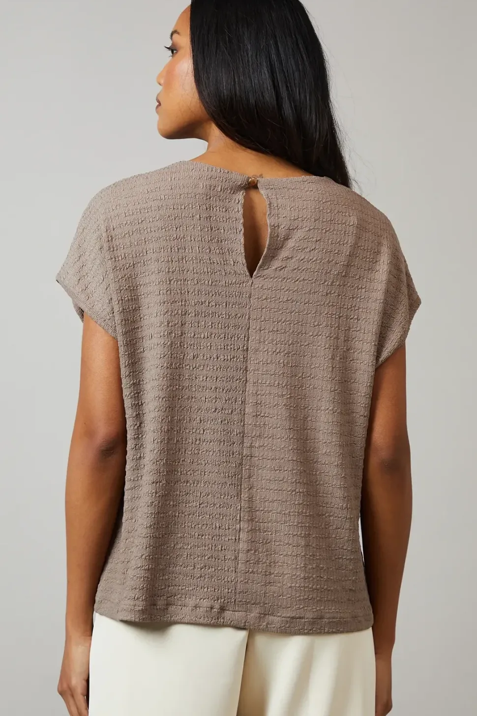 Brown Textured Jersey T -Shirt