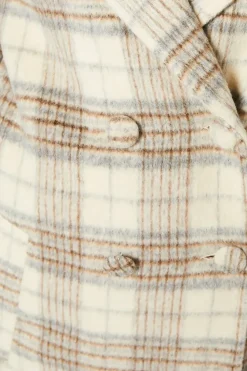 Brushed Check Double Breasted Coat