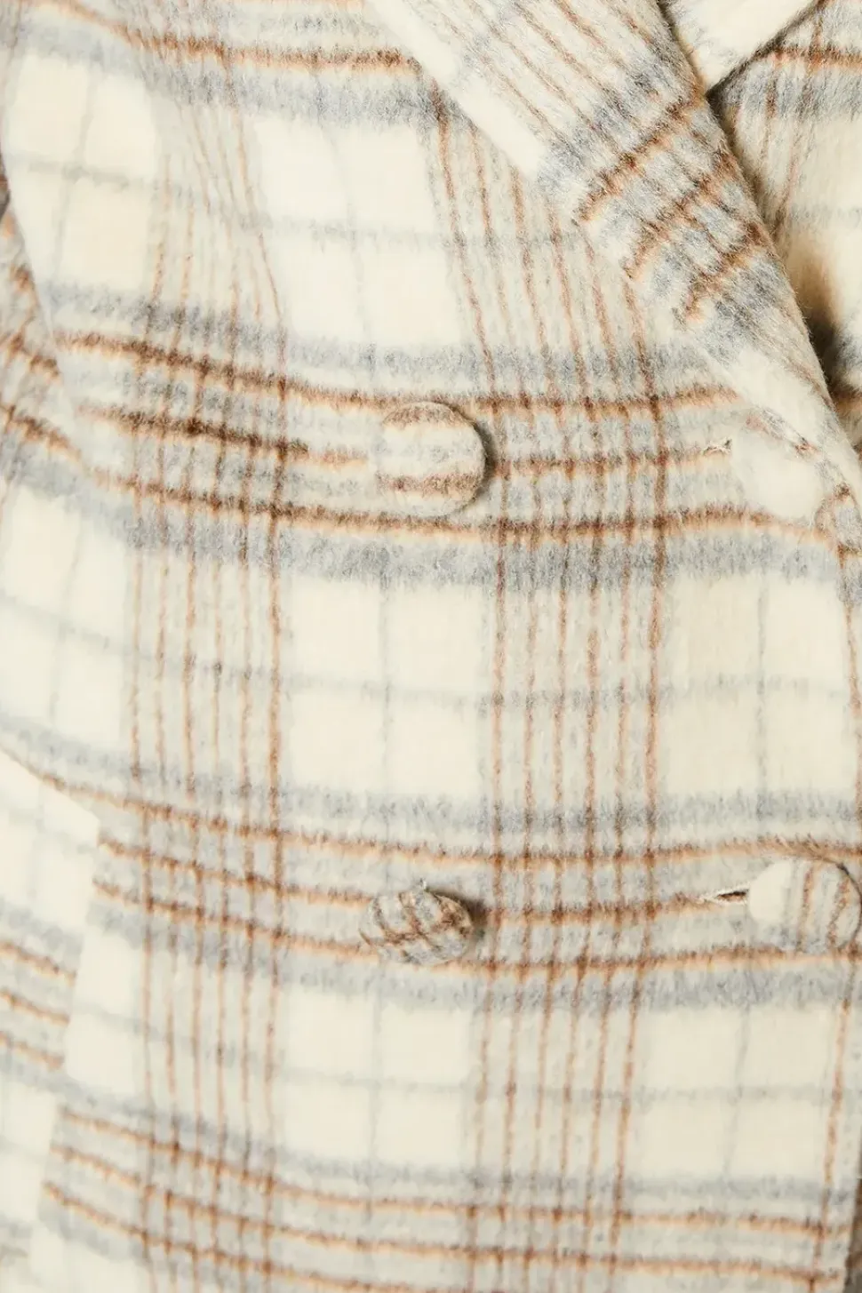 Brushed Check Double Breasted Coat