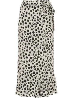Brushed Dalmatian Wrap Skirt-Animal Print
