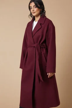Brushed Faux Wool Relaxed Belted Coat