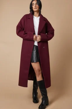 Brushed Faux Wool Relaxed Belted Coat