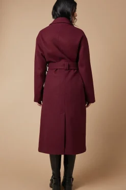 Brushed Faux Wool Relaxed Belted Coat